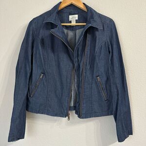Levi's Womens Blue Asymmetrical Moto Full Zip Lightweight Cotton Denim Jacket S